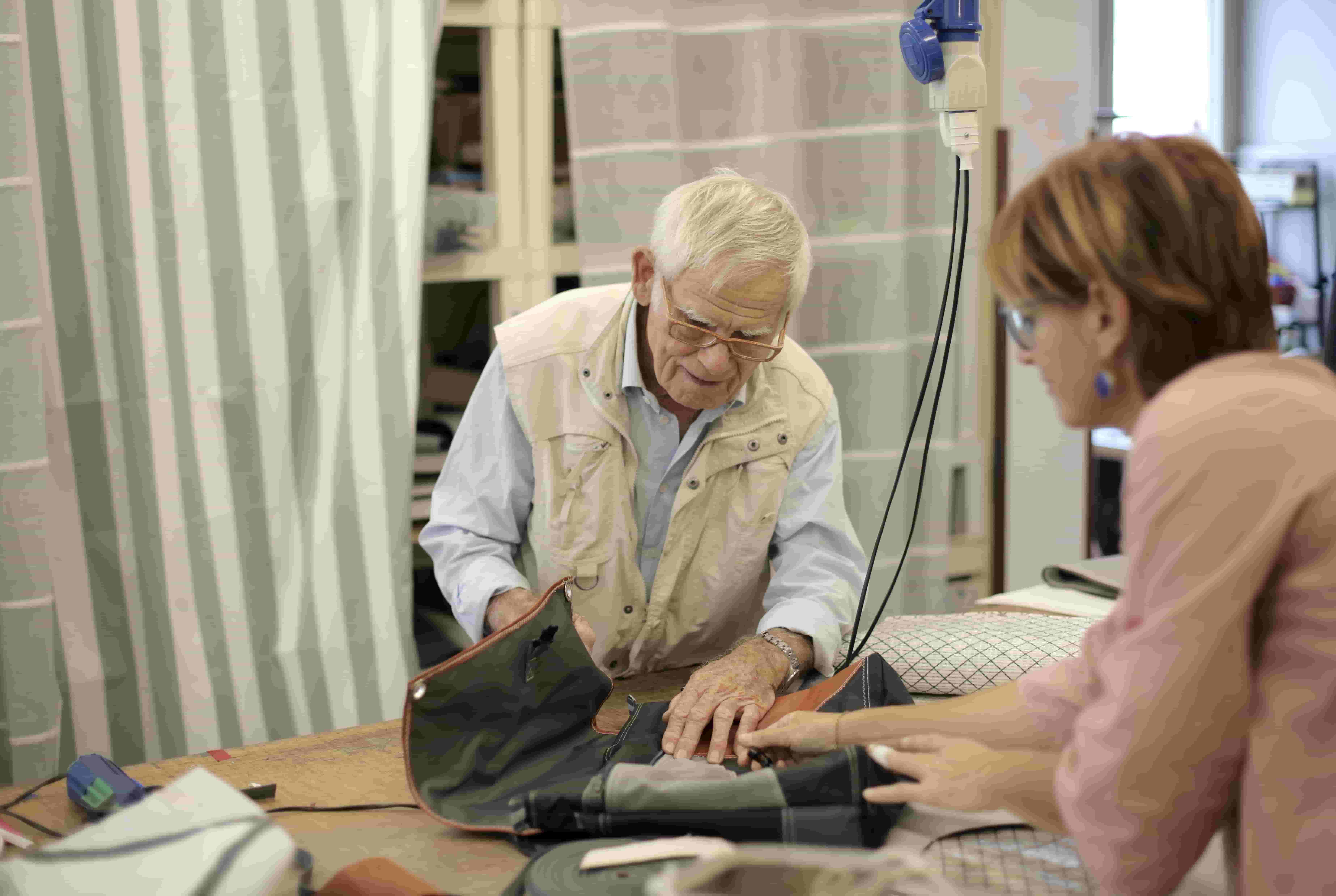 An elderly man performing a health check up
